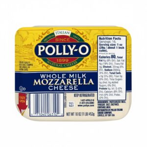 Polly-O Mozzarella Cheese Chunk with Whole Milk, 16 oz Vacuum Packed
